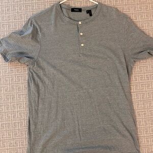 Theory Men's Gray Henley Shirt